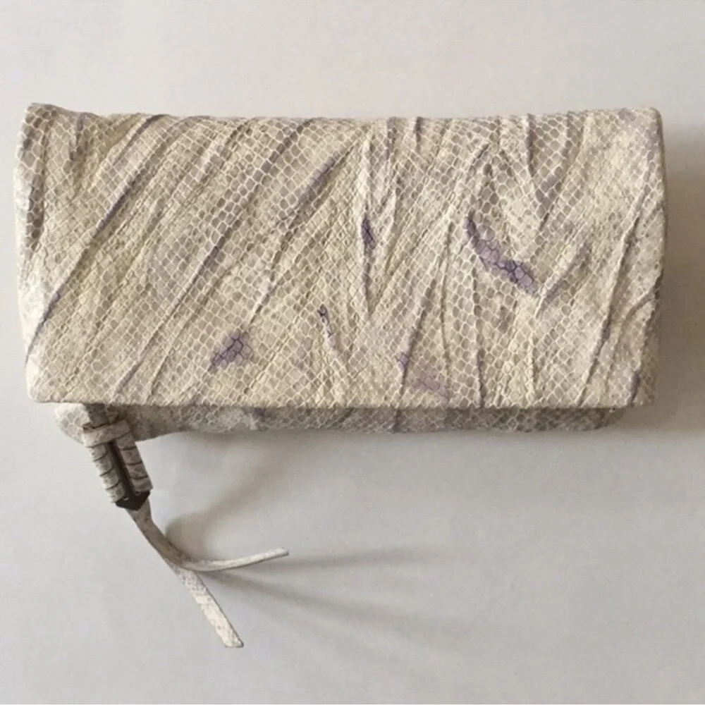 Stella & Dot Snakeskin-Print Wristlet Clutch in Beige and Taupe